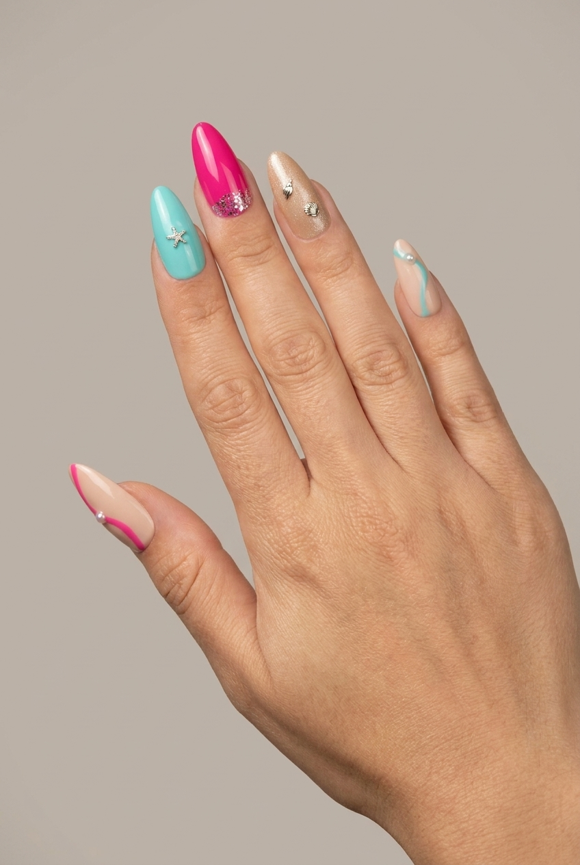 Faux ongles press-on plage – Beach Club Moonails Creations