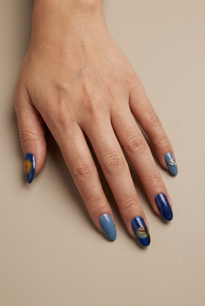Faux ongles press-on nuit – Night under the moon Moonails Creations