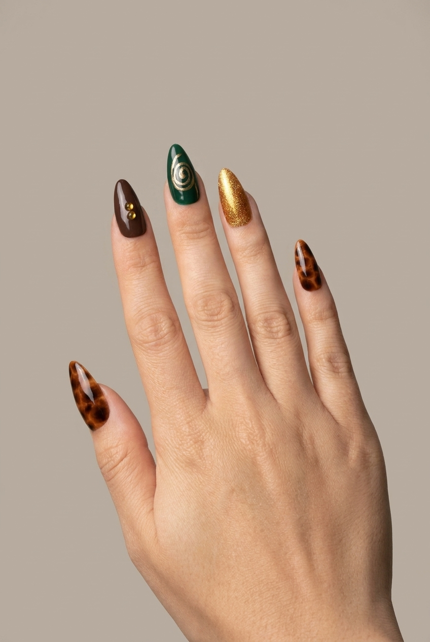 Faux ongles press-on Tortue – Tortoise Funk Moonails Creations