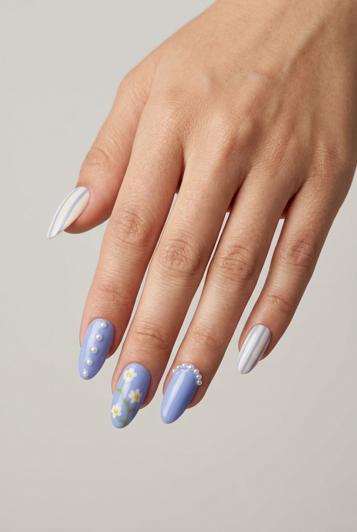 Faux ongles press-on fleuri été – Summer Meadow Moonails Creations