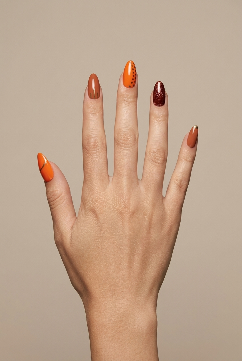 Faux ongles press-on citrouille – Pumpkin Spices Moonails Creations
