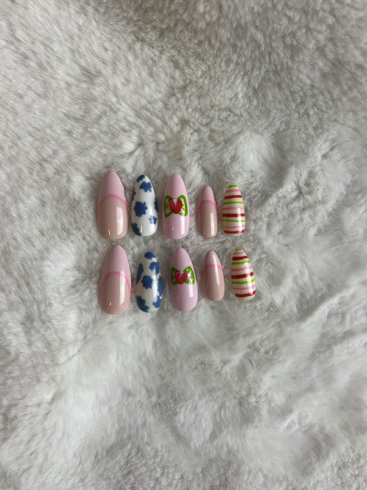 Faux ongles press-on fruités pastel – Sweet Berry Moonails Creations