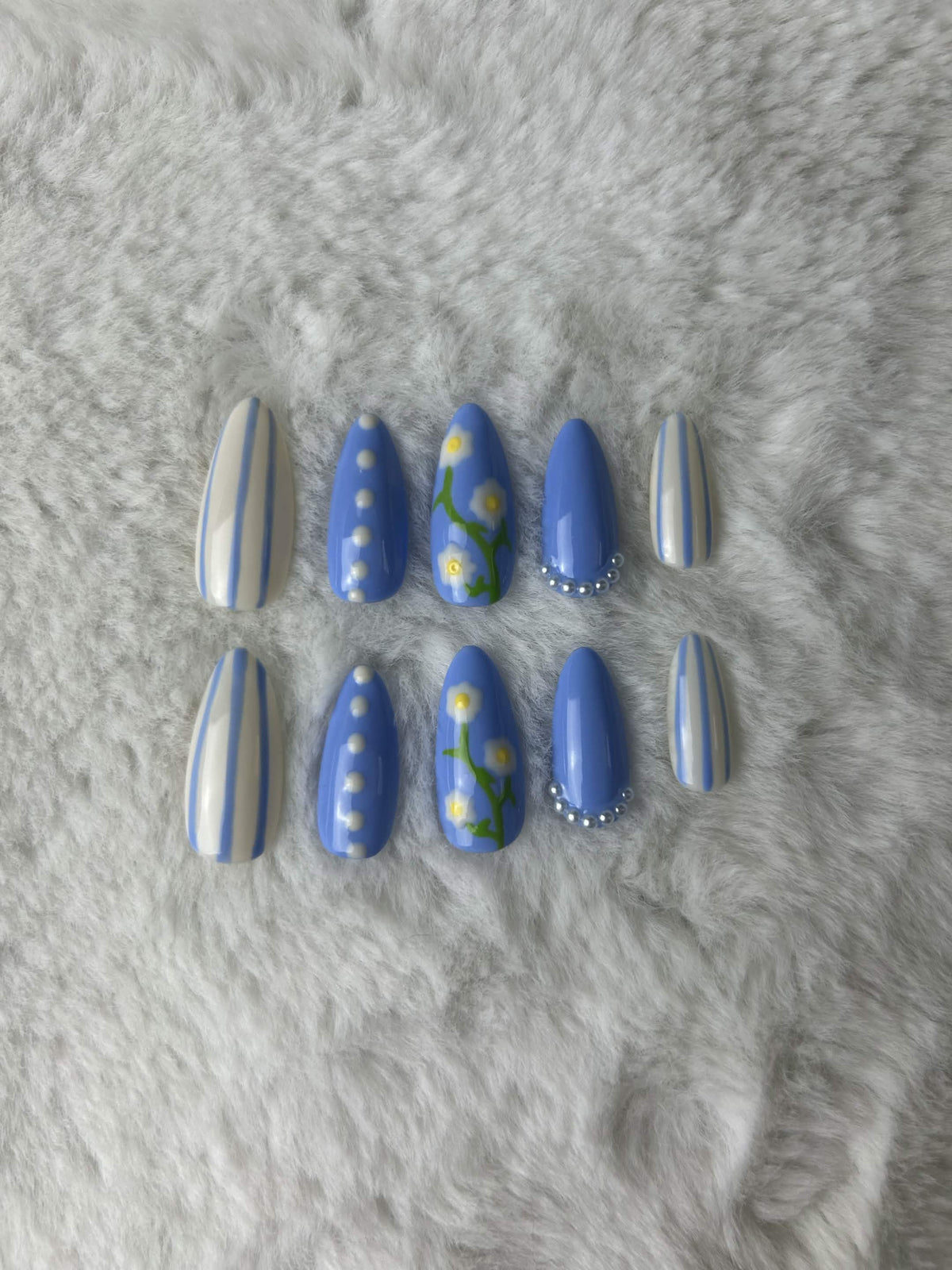 Faux ongles press-on fleuri été – Summer Meadow Moonails Creations
