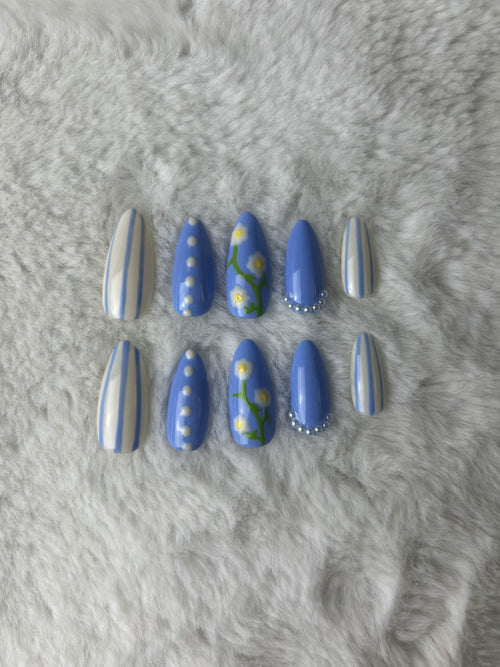 Faux ongles press-on fleuri été – Summer Meadow Moonails Creations
