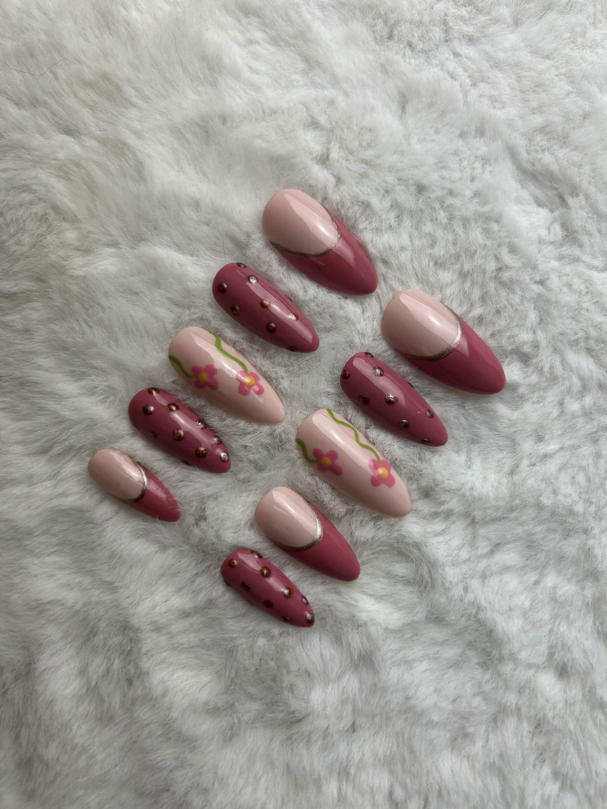 Faux ongles press-on rose poudré – Dusty Rose Bloom Moonails Creations