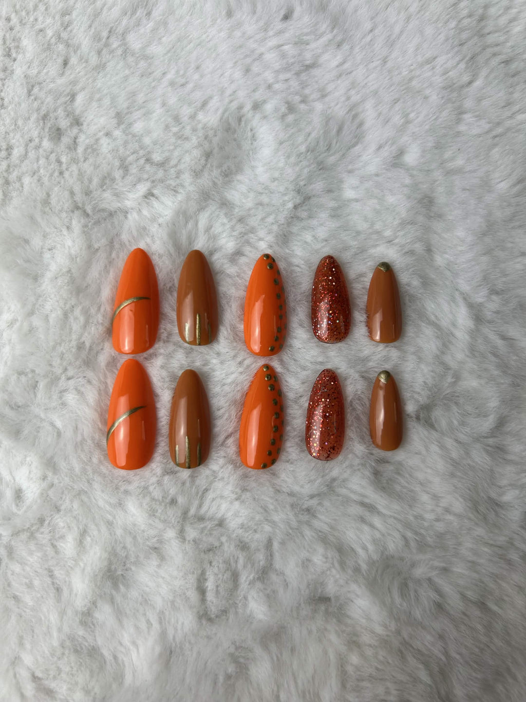 Faux ongles press-on citrouille – Pumpkin Spices Moonails Creations