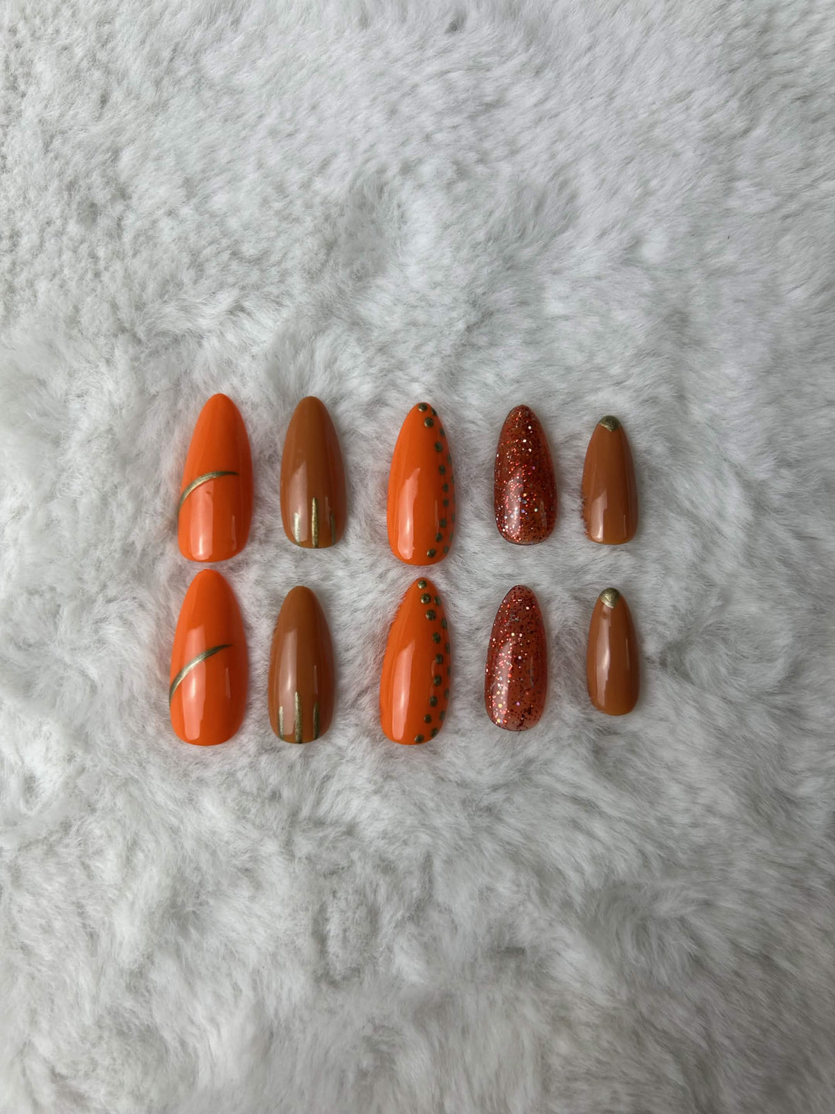 Faux ongles press-on citrouille – Pumpkin Spices Moonails Creations