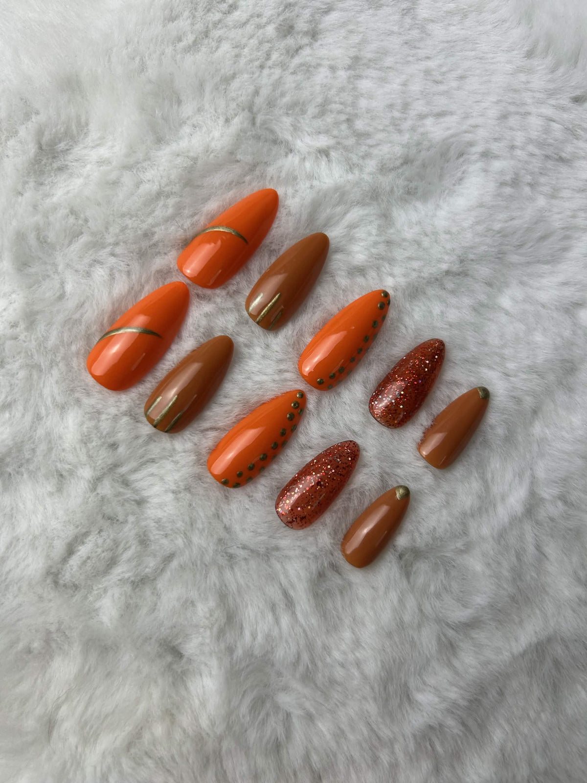 Faux ongles press-on citrouille – Pumpkin Spices Moonails Creations