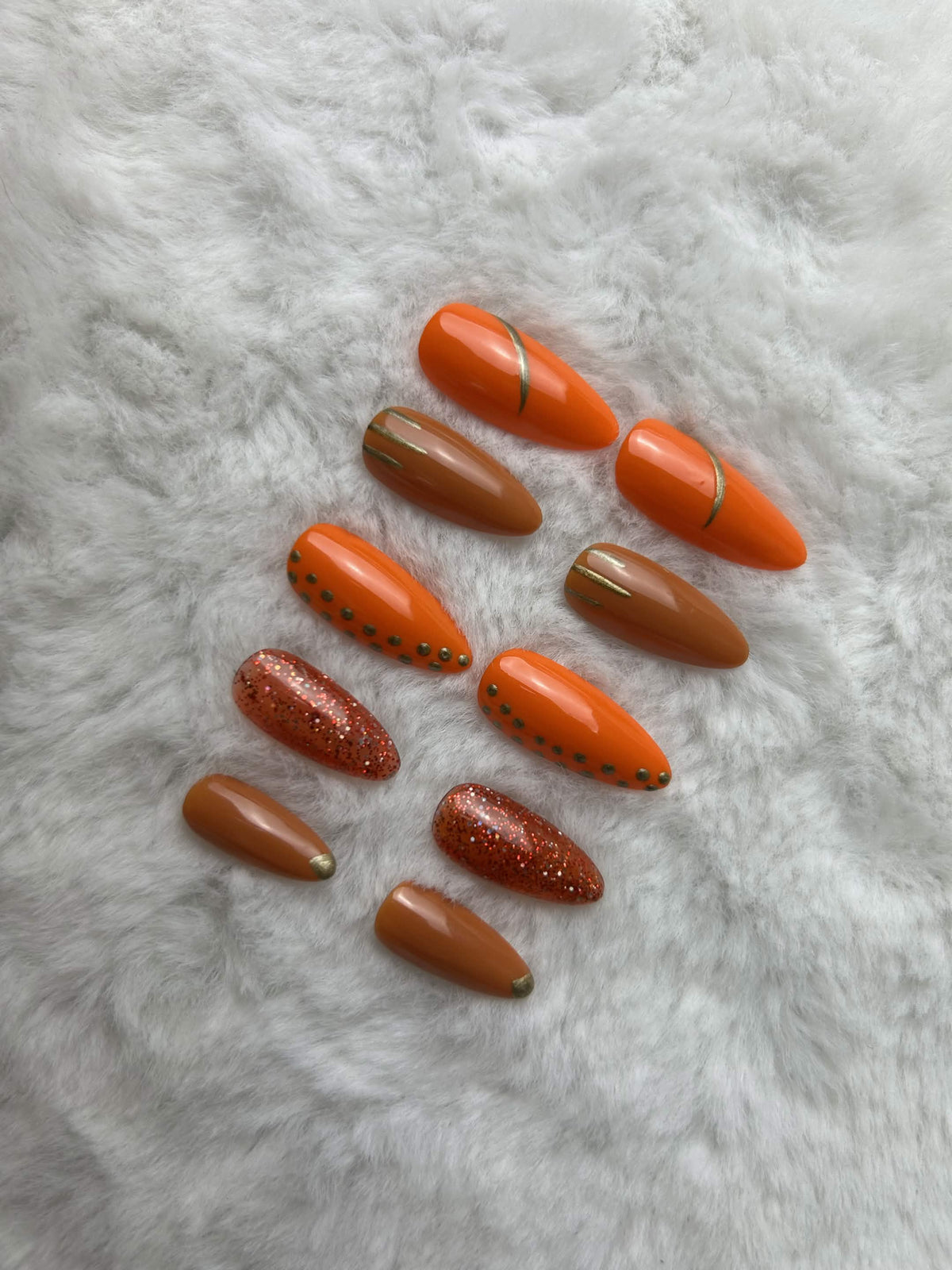 Faux ongles press-on citrouille – Pumpkin Spices Moonails Creations