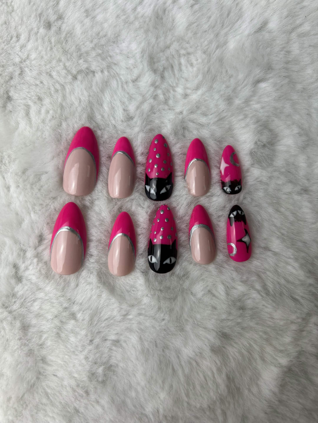 Faux ongles press-on chat – Pinky Kitty Moonails Creations
