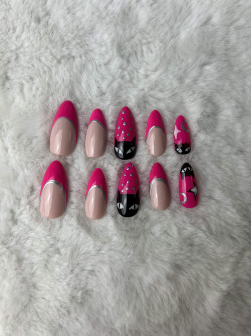 Faux ongles press-on chat – Pinky Kitty Moonails Creations