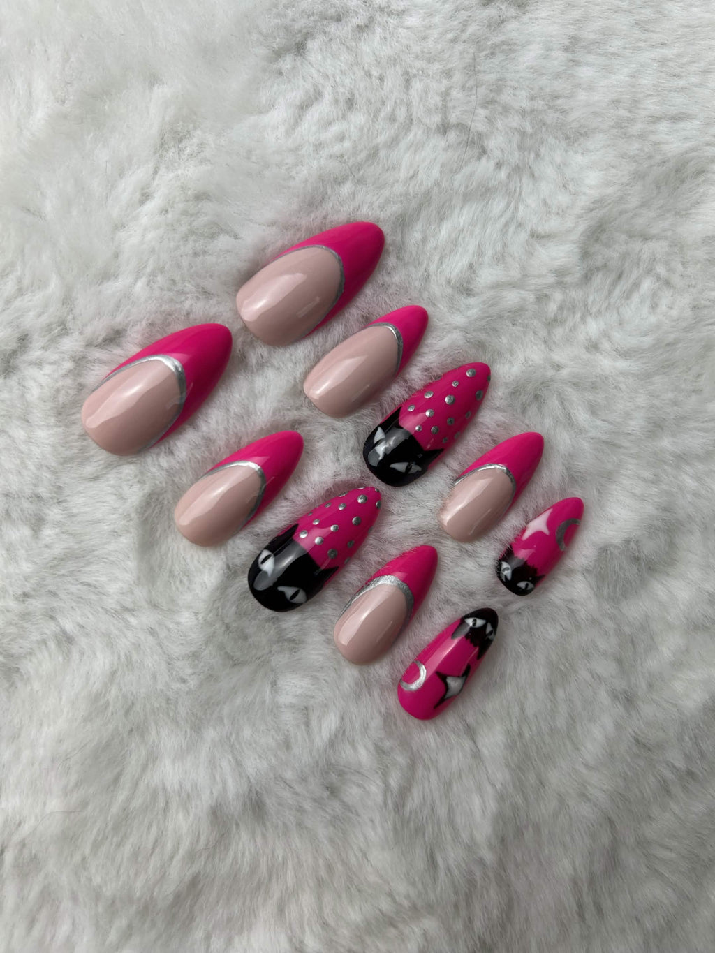 Faux ongles press-on chat – Pinky Kitty Moonails Creations