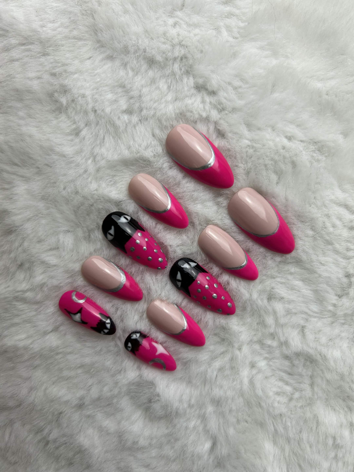 Faux ongles press-on chat – Pinky Kitty Moonails Creations