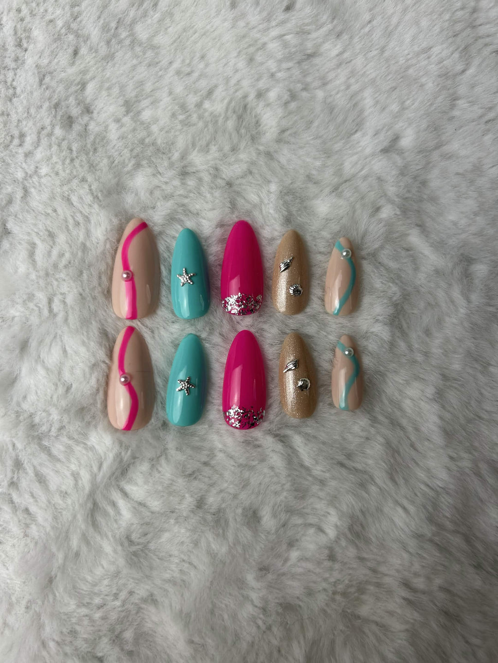 Faux ongles press-on plage – Beach Club Moonails Creations