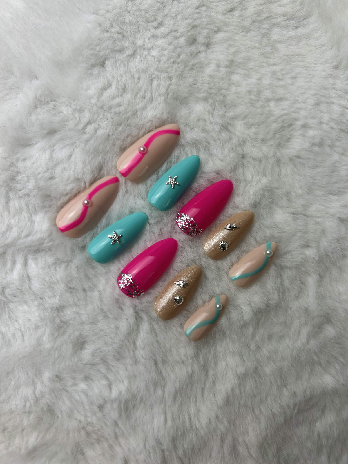 Faux ongles press-on plage – Beach Club Moonails Creations