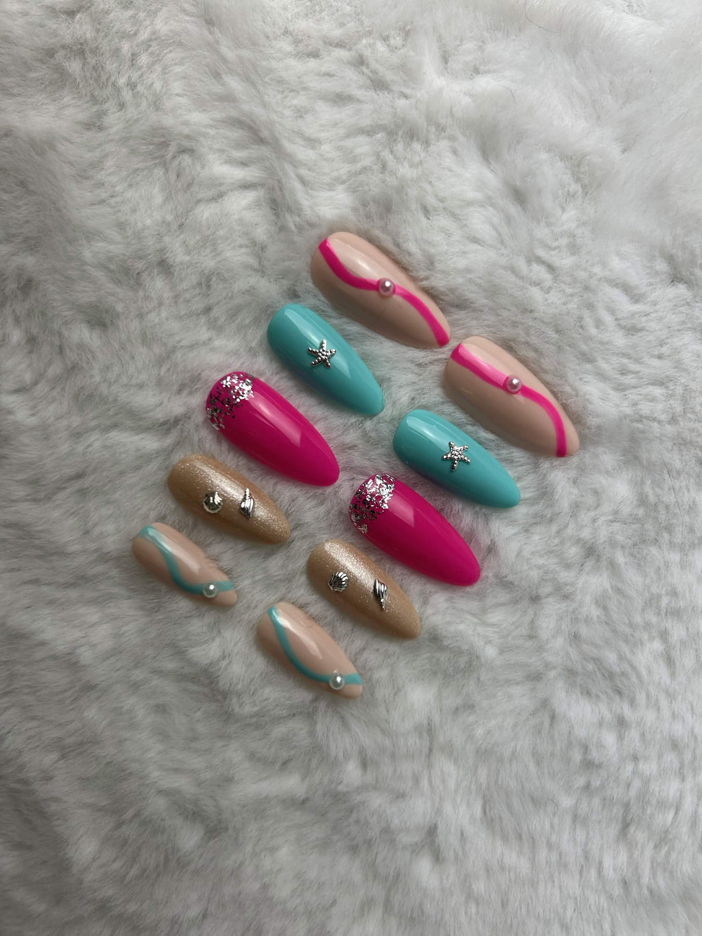 Faux ongles press-on plage – Beach Club Moonails Creations