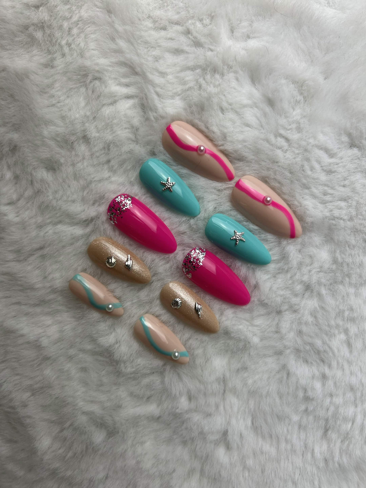 Faux ongles press-on plage – Beach Club Moonails Creations