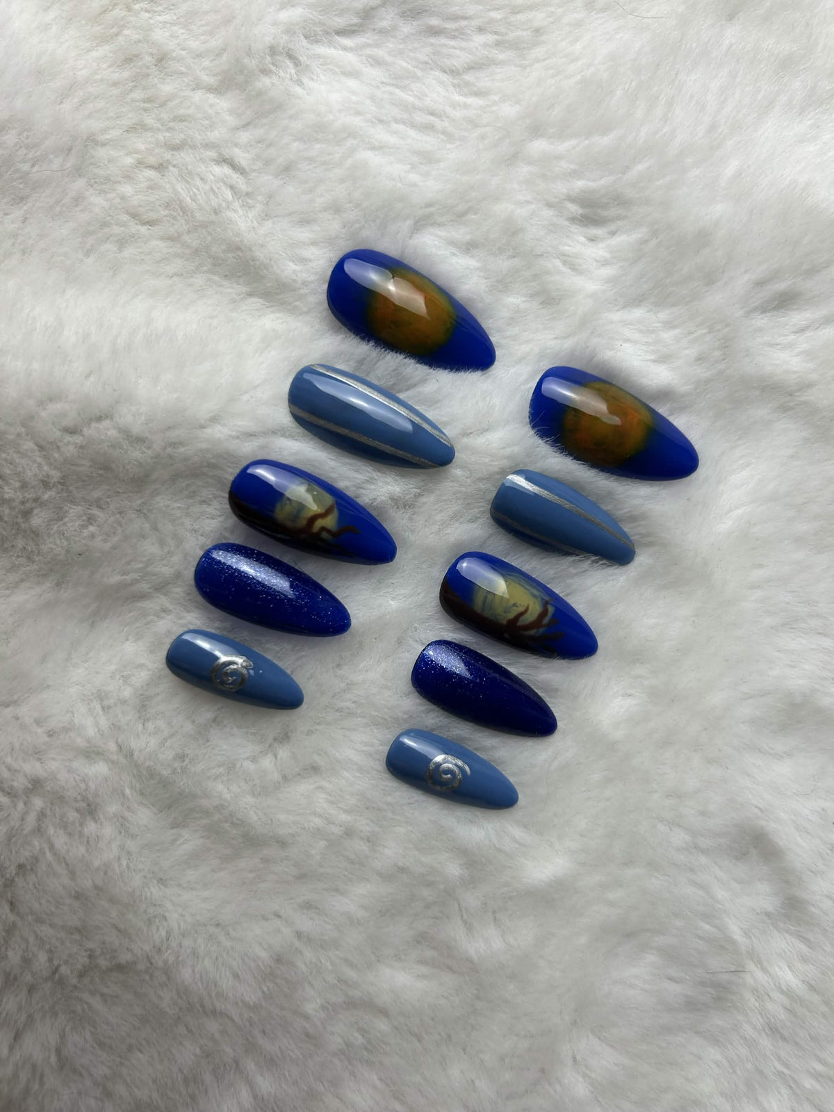 Faux ongles press-on nuit – Night under the moon Moonails Creations